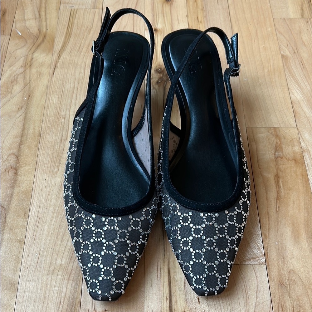 INC International Concepts Black Heeled Slingbacks